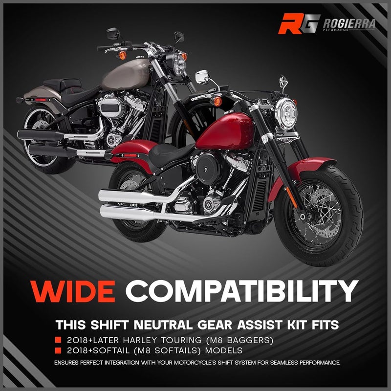 Rogierra Ez Shift Neutral Gear Assist Kit for Harley- CNC Machined Shift Lever, Easy Neutral Finder, Fits 2018-2025 Touring (ElectraGlide/Road Glide/Tri Glide) & Softail (Fat Boy 114) Motorcycles(Black) - Image 3